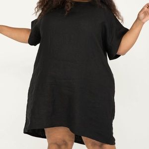 Georgia Dress in Midweight Linen - Black / OS